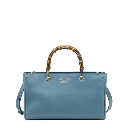 Gucci Bamboo Shopper Calf Leather Tote Bag 323660 Light Blue