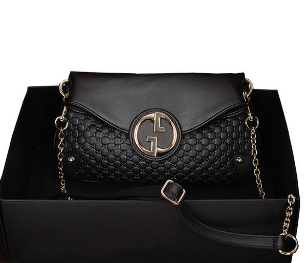 Gucci Black pearl leather Chain Shoulder Bag 336746