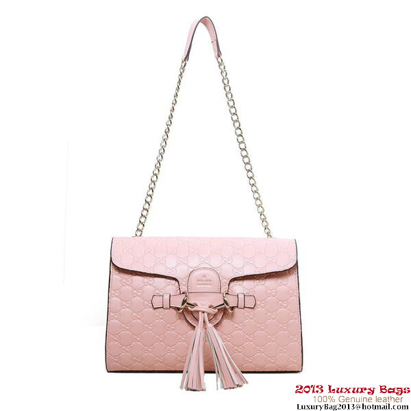 Gucci Emily Guccissima Leather Chain Shoulder Bag 295403 Pink