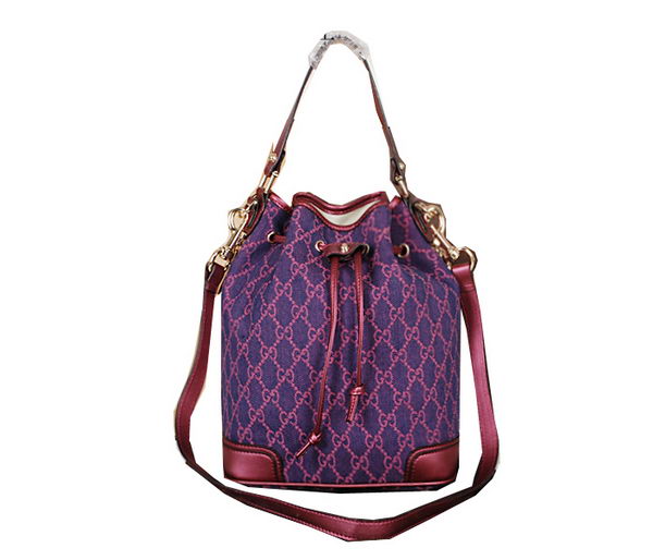 Gucci GG Drawstring Sling Shoulder Handbag 197019 Rose&Purple