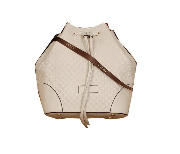 Gucci Guccissima Leather Bucket Bag 354228 White