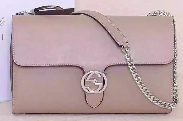 Gucci Interlocking Leather Shoulder Bag 387604 Apricot