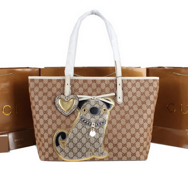 Gucci Joy Supreme Dog Canvas Shoulder Bag 212373 White