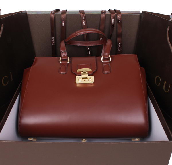 Gucci Lady Lock Calf Leather Tote Bag 331821 Brown