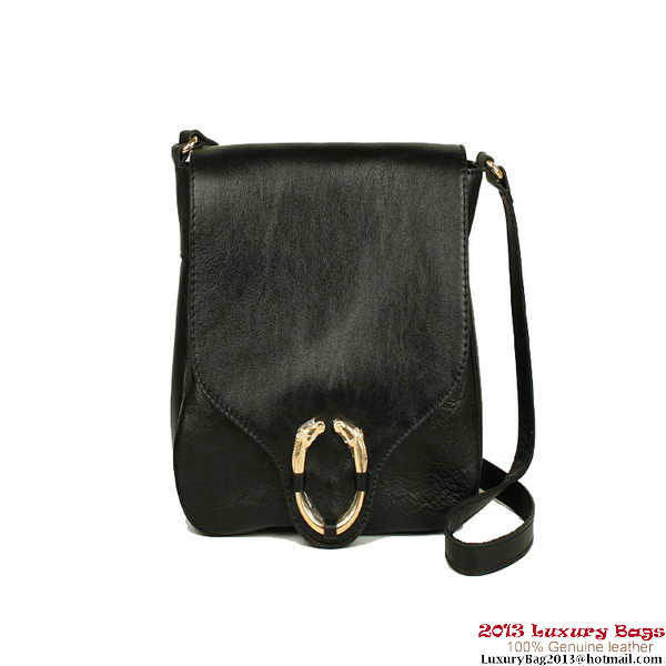 Gucci Ribot Horse-Heads Leather Shoulder Bag 296881 Black