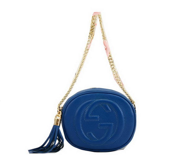 Gucci Soho Original Leather mini Chain Bag 353965 Blue