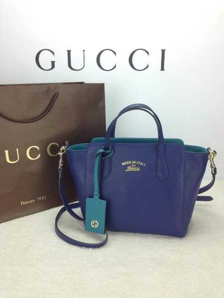 Gucci Swing mini Leather Top Handle Bag 368827 Blue