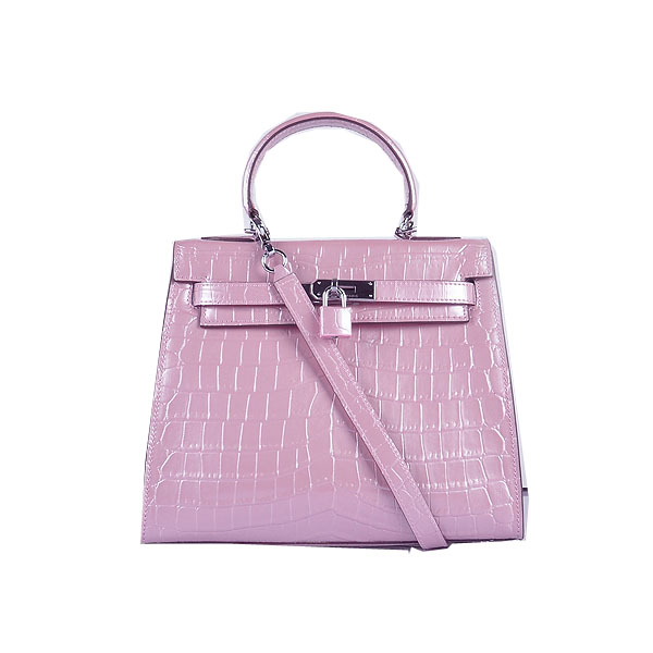 Hermes Birkin 28CM Tote Bags Lavender Iridescent Croco Leather Silver