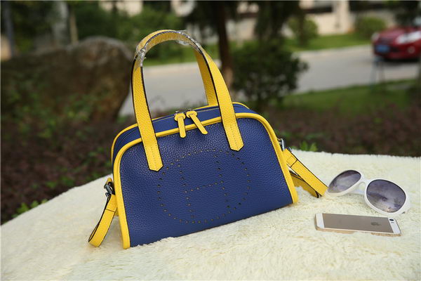 Hermes Boston Bag Grainy Leather H9898 Blue