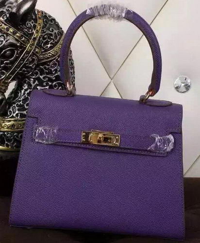 Hermes Kelly 20cm Tote Bag Litchi Leather K20 Violet