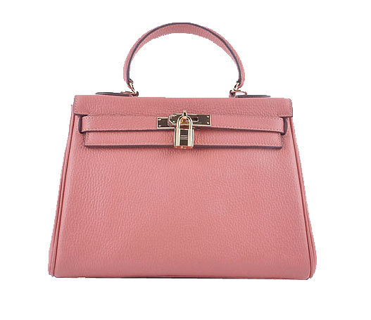 Hermes Kelly 28cm Shoulder Bags Light Pink Grainy Leather Gold