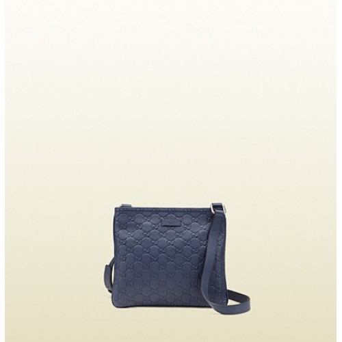 Blu Guccissima Pelle Crossbody Messaggero Borsa Sito Ufficiale Italiano