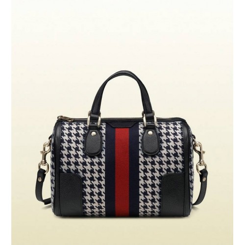 Gucci Anni Settanta Tela Pied De Poule Fabric Boston Borsa Outlet Online