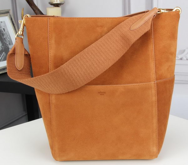 CELINE Sangle Seau Bag in Original Suede Leather C3360 Wheat