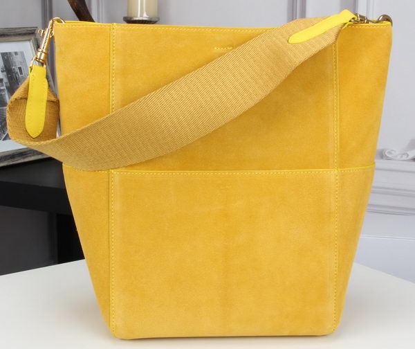 CELINE Sangle Seau Bag in Original Suede Leather C3360 Yellow