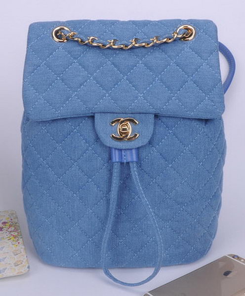 Chanel Denim Fabric Backpack A91121 Light Blue