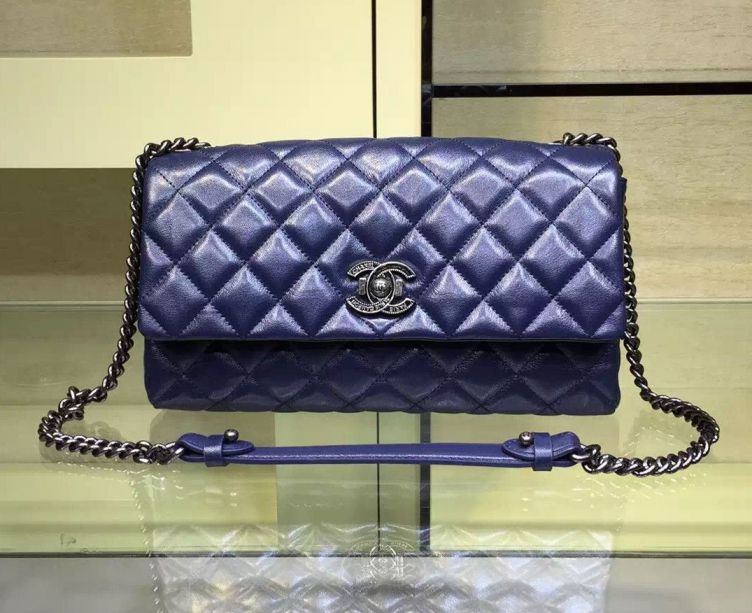 borse Chanel VITELLO FLAP A93018 blu caduta-INVERNO