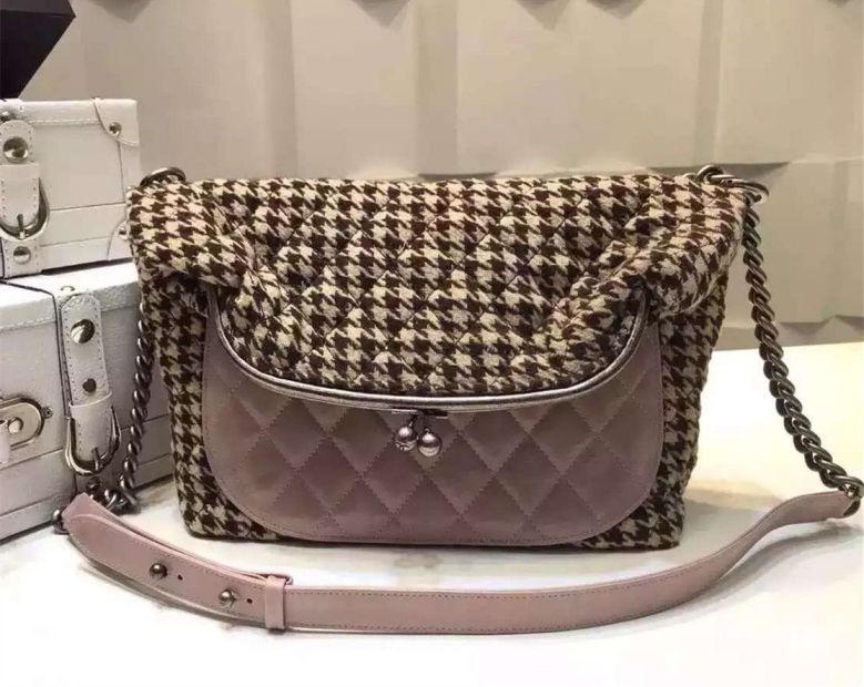 Chanel A94838 LANA E VITELLO Flap Borse impreziosito da un Tabatiere CHIUSURA ROSA