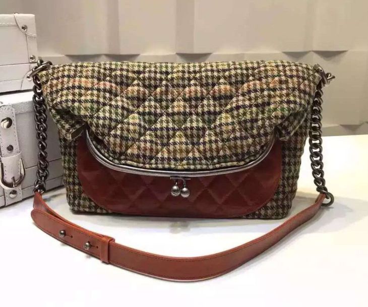 Chanel A94838 LANA E VITELLO Flap Borse impreziosito da un Tabatiere CHIUSURA ORANGE