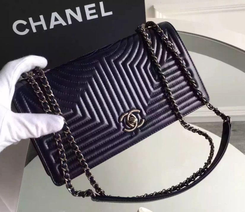 Chanel Geometirc Wa x in pelle di vitello Borse Flap Nero Primavera