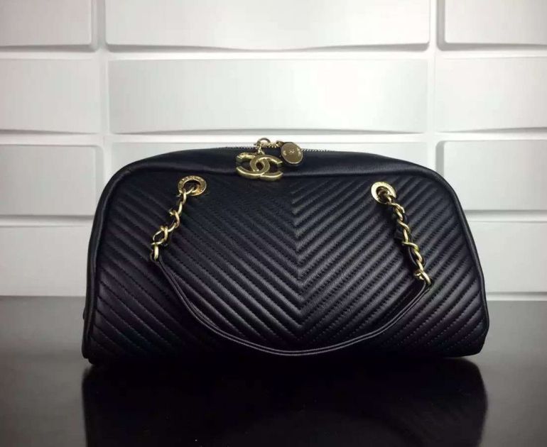 borse Chanel Bowling In Black Abortive pelle di vitello A92092