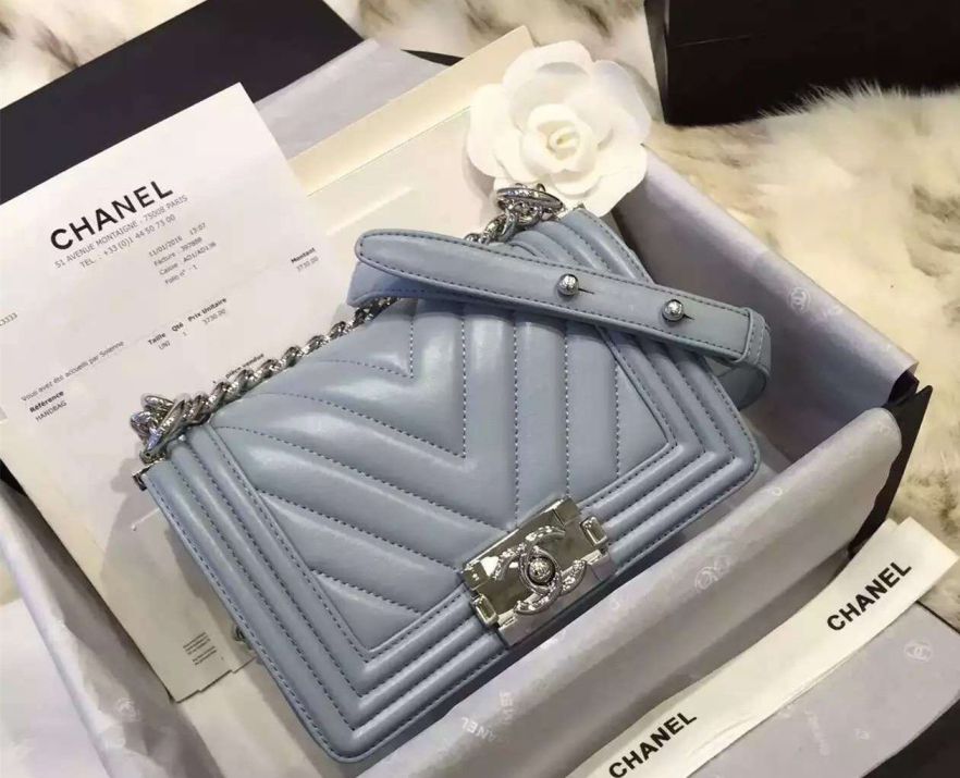 borse Chanel Piccolo Ragazzo Chanel Flap A67085 In Blue Nuovo