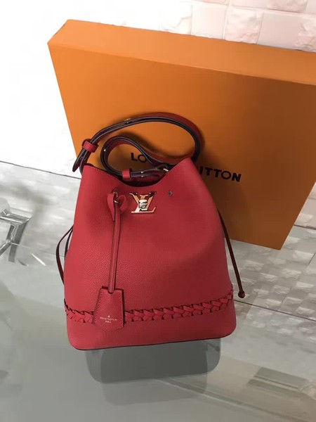 Louis Vuitton Soft Calfskin LOCKME BUCKET M54687 Red