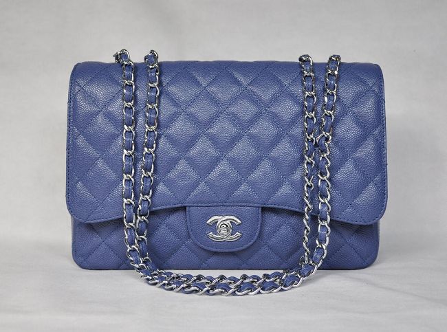 28600 Chanel Caviale Blu Argento Metallizzato