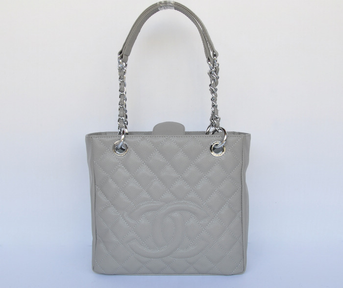 50994 Grigio Chanel Caviale Pellecon Catena In Metallo Argento