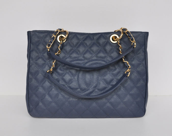 50995 Blu Chanel Caviale Catena In Metallo Dorato