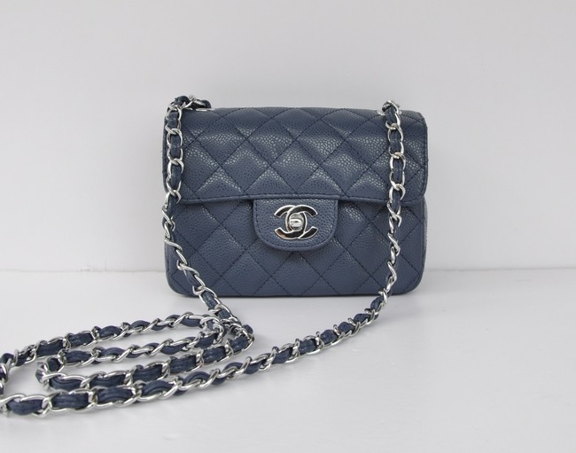 Chanel 1115 Blu Caviar Multa Argento