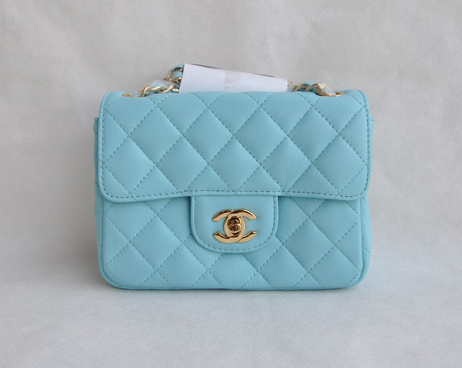 Chanel 1115 Polvere Blu Di Pelle Di Pecora Catena Oro