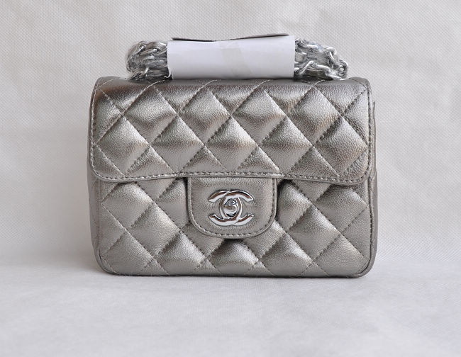 Chanel 1115 Grigio Ferro Catena Argento Di Pelle Di Pecora