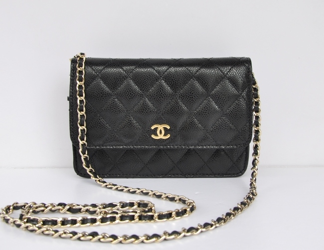 Chanel 33814 Nero Caviale Chicco Oro