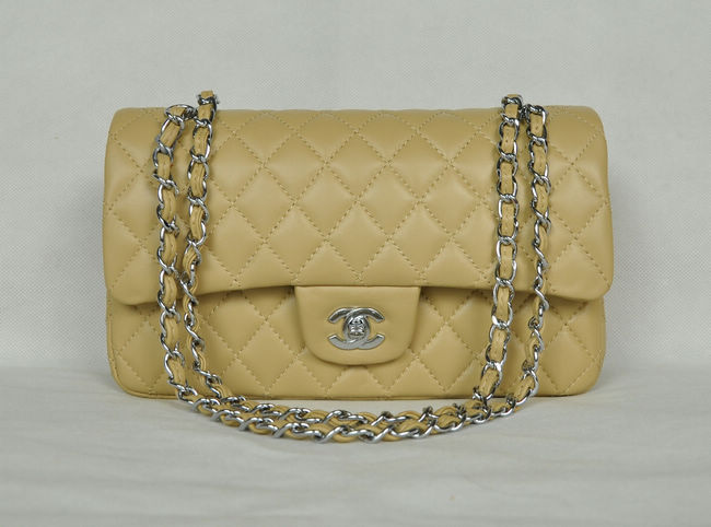 Chanel 1112 Beige Catena Argento Della Pelle Di Pecora