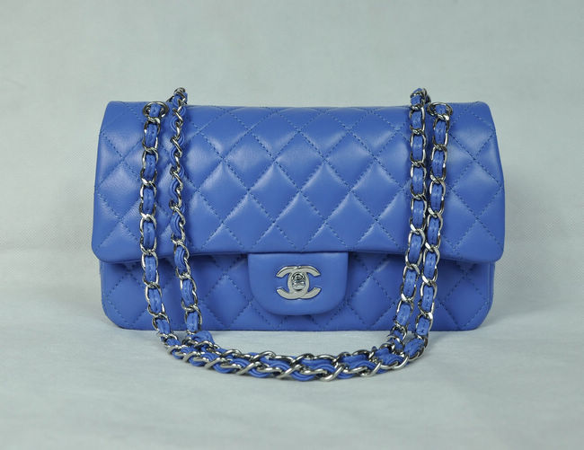 Chanel 1112 Blu Catena Argento Della Pelle Di Pecora