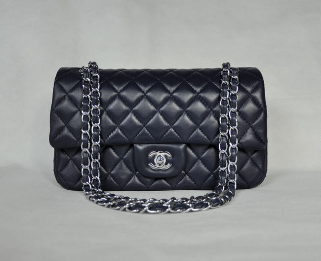 Chanel 1112 Blu Zaffiro Catena Argento Della Pelle Di Pecora