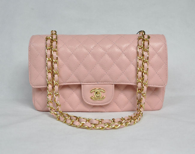 Chanel 1112 Rosa Palla Grano Catena Oro Pelle