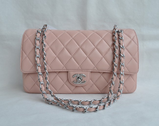 Chanel A1113 Rosa Hardware Argento Pelle Di Agnello