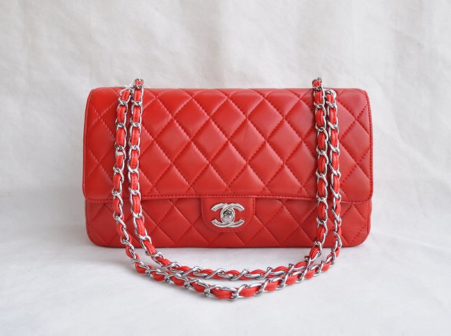 Chanel A1113 Rosso Catena Argento Della Pelle Di Pecora