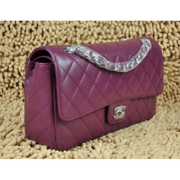 Borse Chanel A01112 Caviar Leather Flap Classic Viola Con Shw