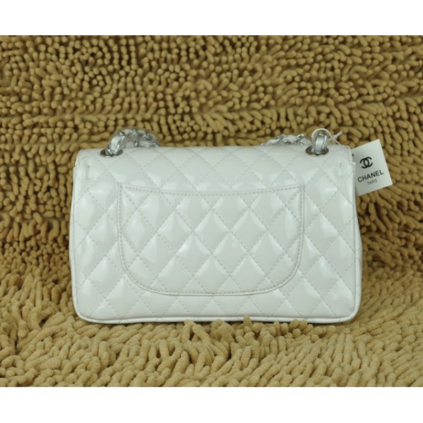 Borse Chanel A01112 Flap In Pelle Bianca Di Vernice Con Hardware