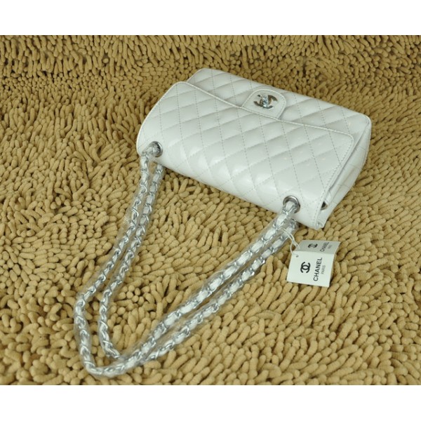 Borse Chanel A01112 Flap In Pelle Bianca Di Vernice Con Hardware