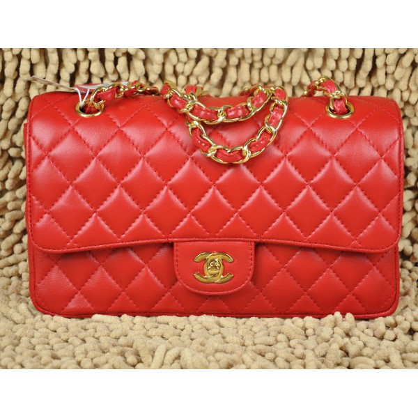 Borse Chanel Flap A01112 Classic Red Agnello Con Hardware Oro