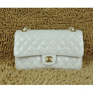 Borse Chanel Flap A01112 In Vernice Bianca Con Finiture In Oro