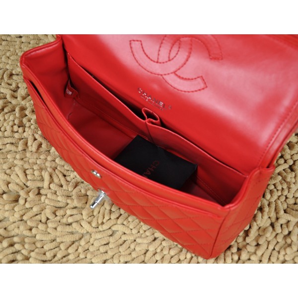 Chanel 1112 Flap Borse Pelle Di Agnello Classic Rosso Con Shw