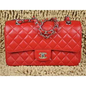 Chanel 1112 Flap Borse Pelle Di Agnello Classic Rosso Con Shw