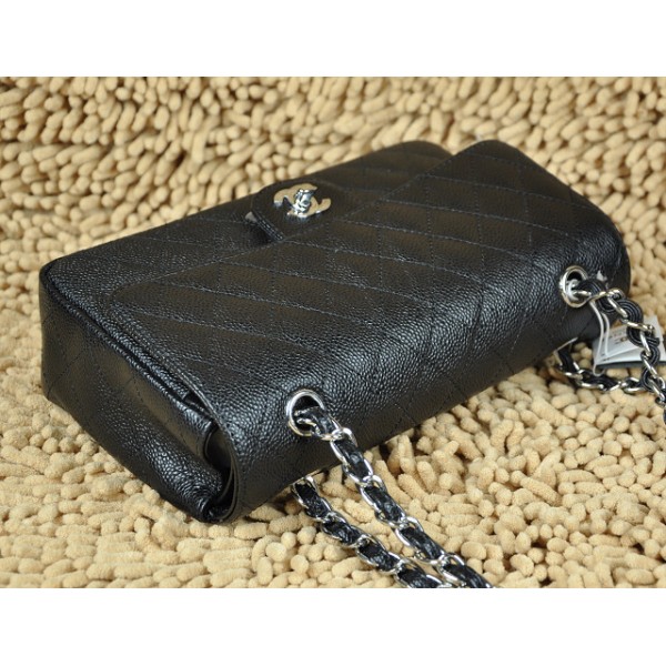 Chanel A01112 Borse Classic Flap In Caviar Black Con Ecs