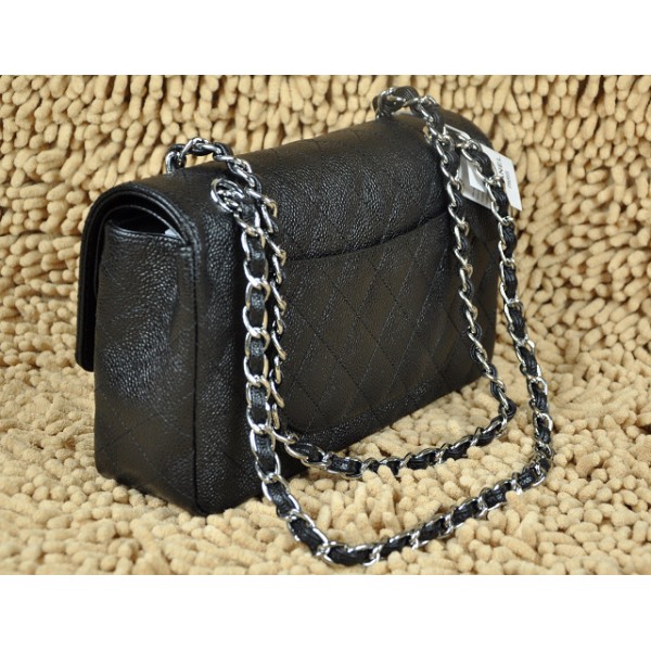 Chanel A01112 Borse Classic Flap In Caviar Black Con Ecs