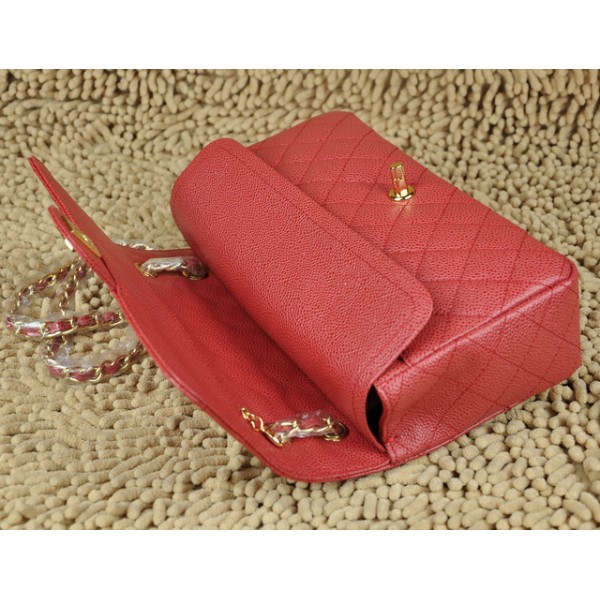 Chanel A01112 Borse Classic Flap In Caviar Red Con Hardware Oro